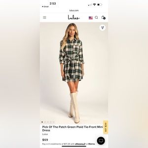 Lulu’s Green Plaid Tight Fall Dress